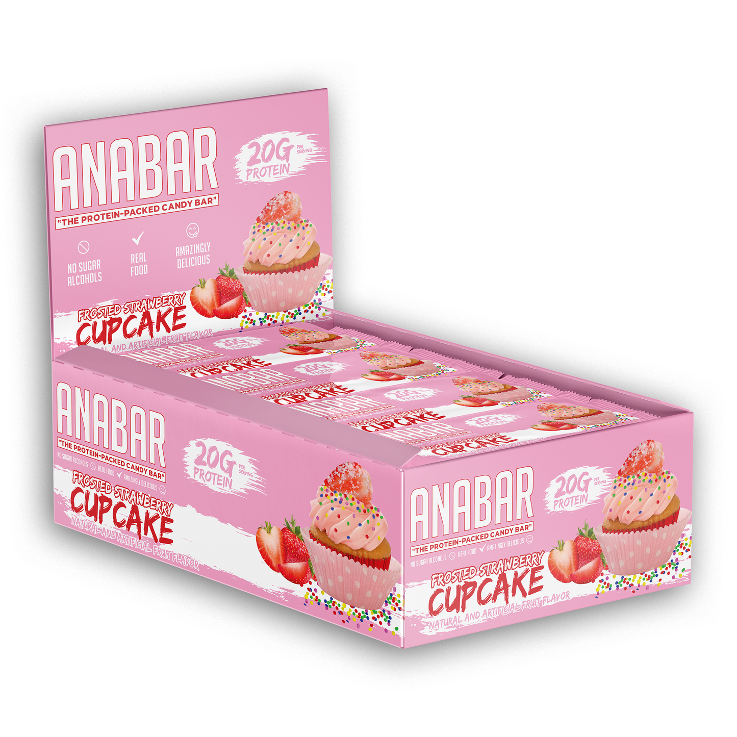 Anabar Protein Bar 12box Frosted Strawberry Cupcake