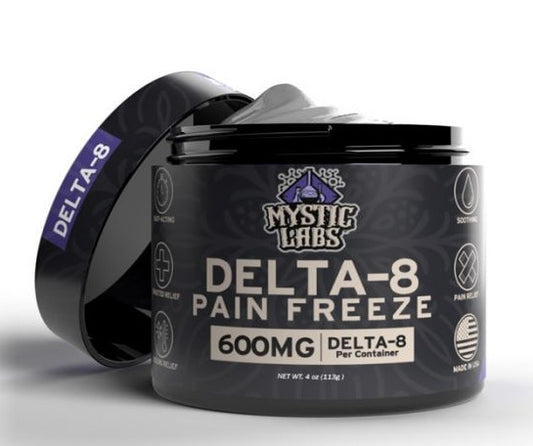 Mystic Labs Delta 8 600mg Pain Freeze 4oz Jar Box of 6.